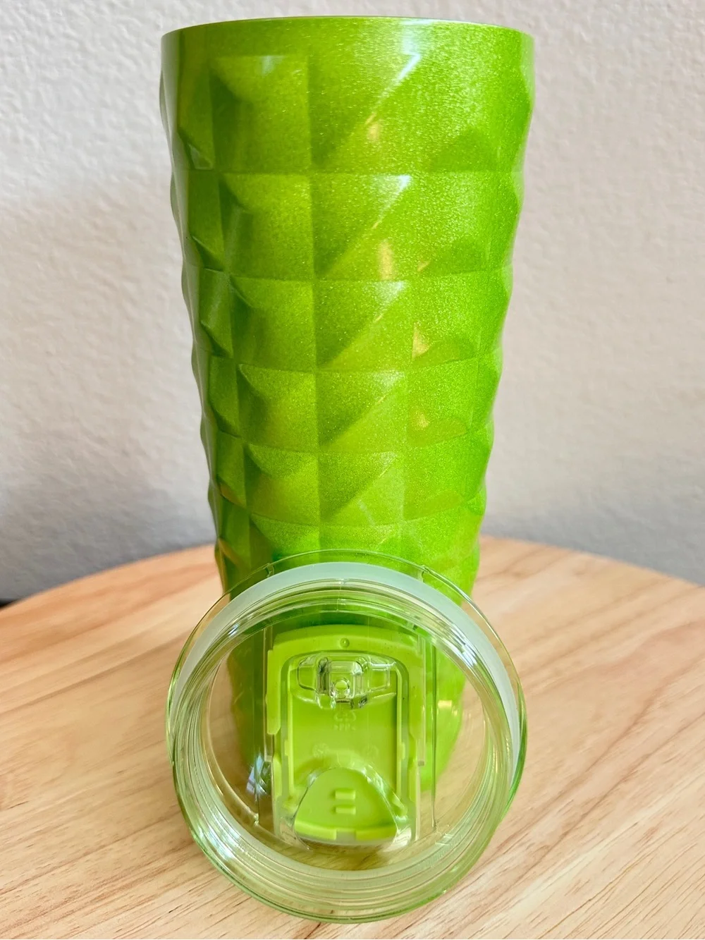 NWT Starbucks 2025 Neon Lime Green Glitter Studded Cold Brew SS Tumbler